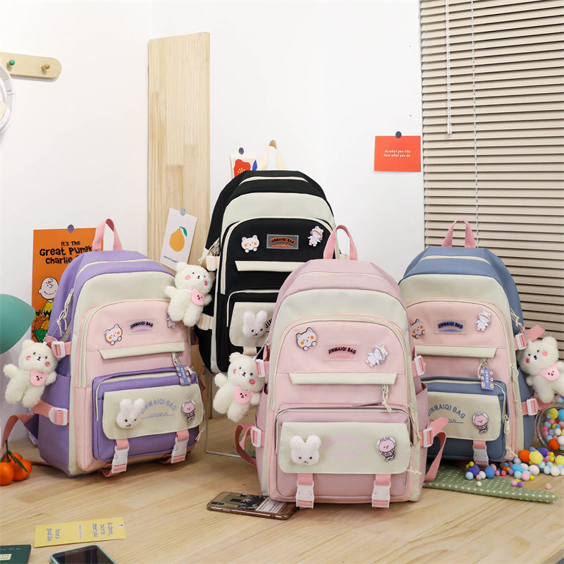 Sac à dos mignon grande capacité de contraste de couleur pour filles