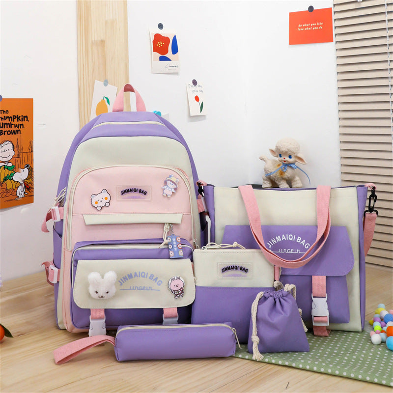 Sac à dos mignon grande capacité de contraste de couleur pour filles