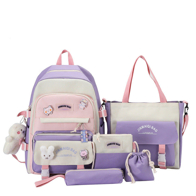 Sac à dos mignon grande capacité de contraste de couleur pour filles