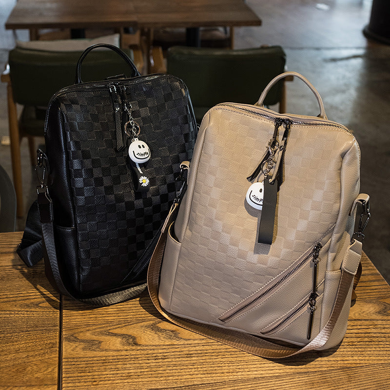 Sac à dos à carreaux décontracté,