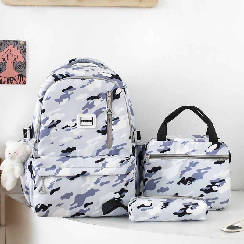 Sac à dos de grande capacité pour filles Sac d'école Campus double couche trois pièces