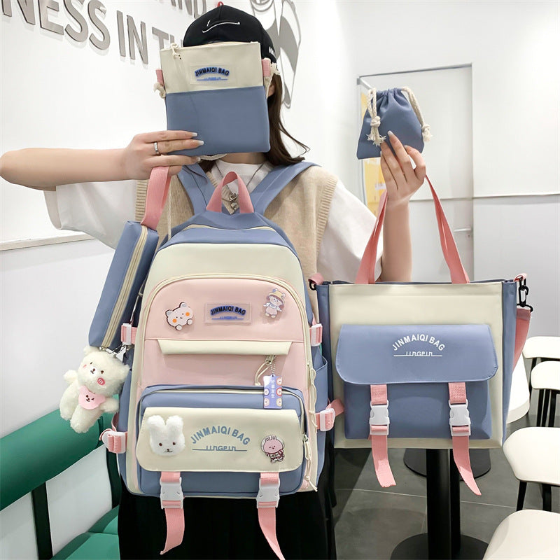 Sac à dos mignon grande capacité de contraste de couleur pour filles